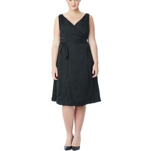 NWT $268‎ MYNT 179 Animal Jacquard Wrap Dress Black [Plus SZ: X ]